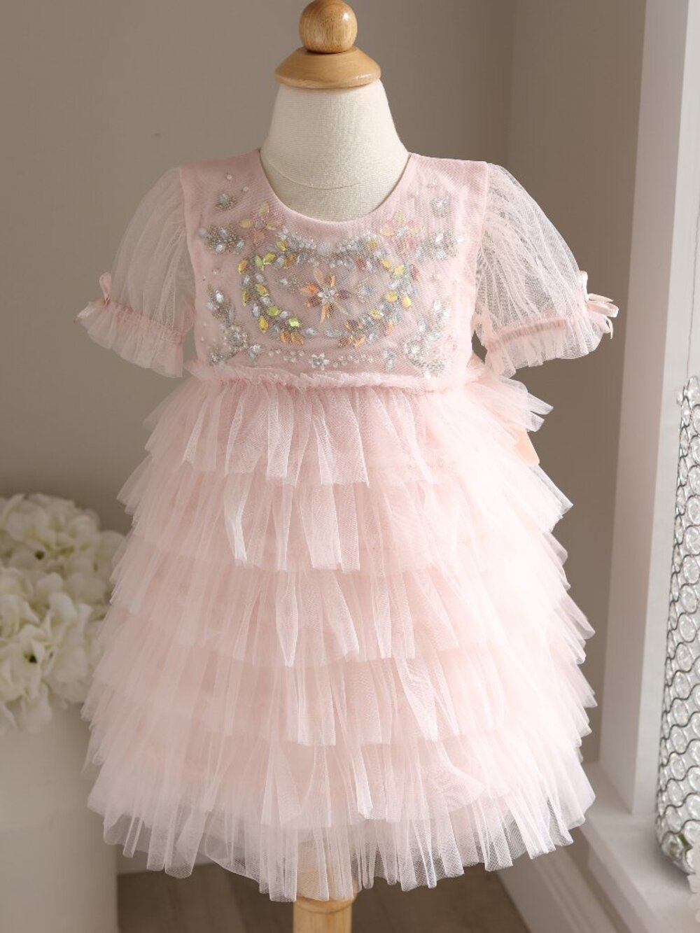 Tutu Du Monde Pink Bebé Ricoco Embellished Tulle Dress Special Occasion NWT